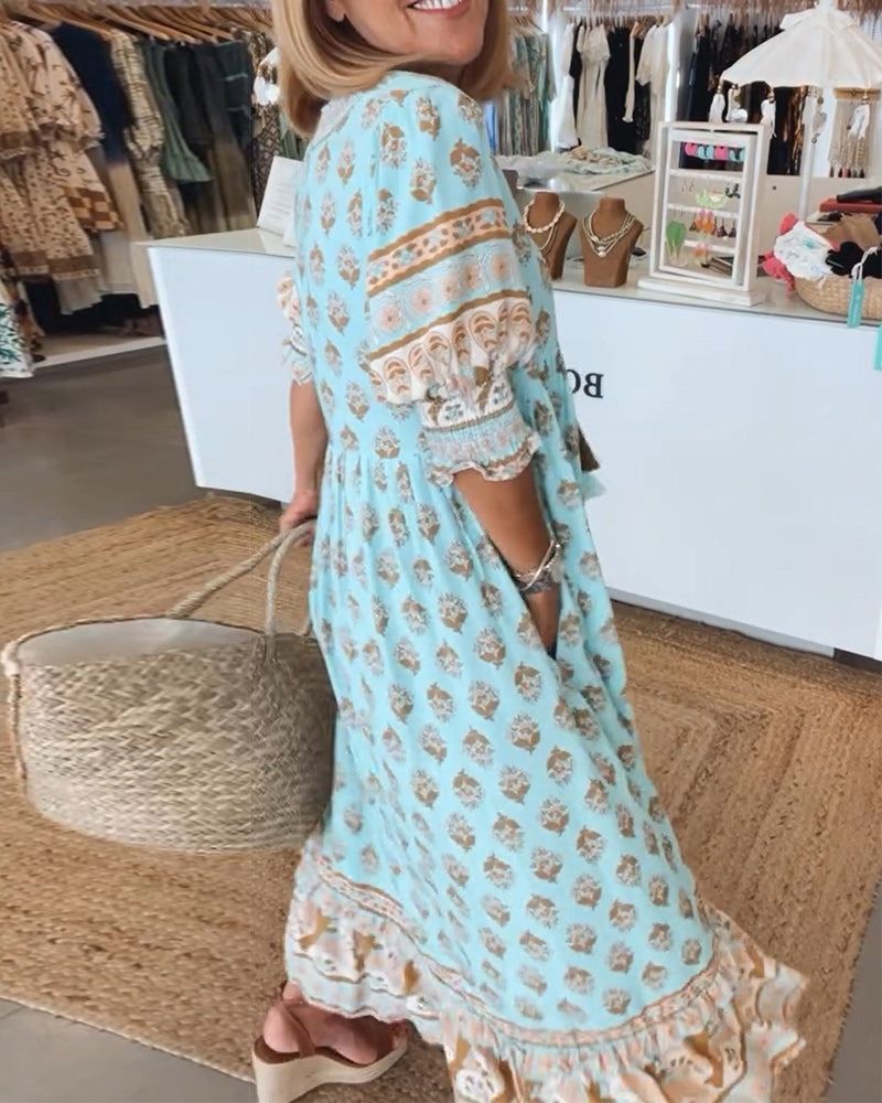 KALISTÉA™ | ROBE LÉGÈRE IMPRIMÉE – ÉLÉGANCE DÉCONTRACTÉE & CHARME MÉDITERRANÉEN