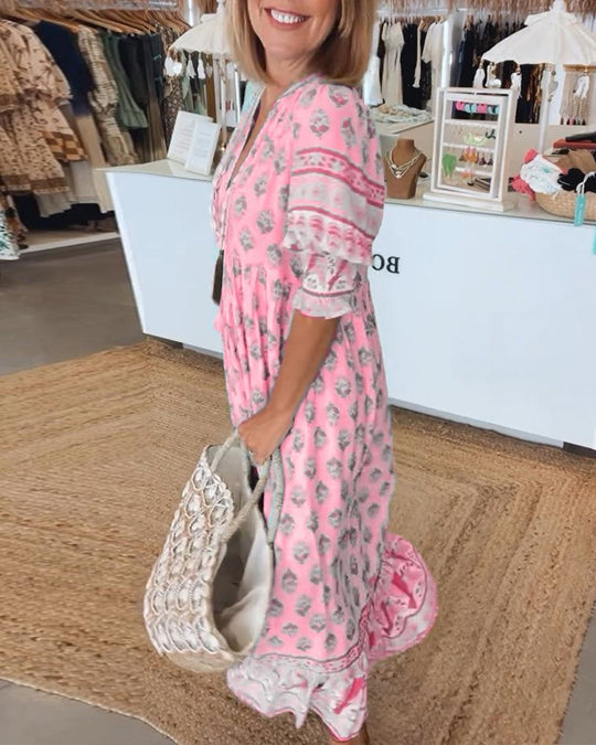 KALISTÉA™ | ROBE LÉGÈRE IMPRIMÉE – ÉLÉGANCE DÉCONTRACTÉE & CHARME MÉDITERRANÉEN